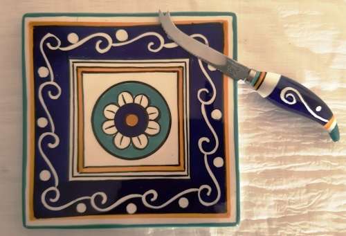 CHEESE SERVER BOARD WITH CHEESE KNIFE ~ LIVING ART ~ SAFI