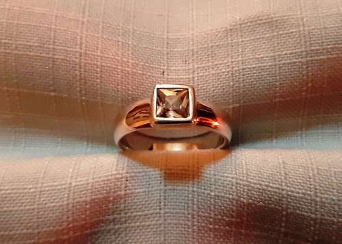 STERLING SILVER ENGAGEMENT-STYLE DESIGNER RING SET WITH ONE CUBIC ZIRCONIA