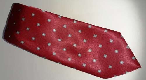RED WITH GREY-SILVER AND WHITE SQUARES MENS TIE