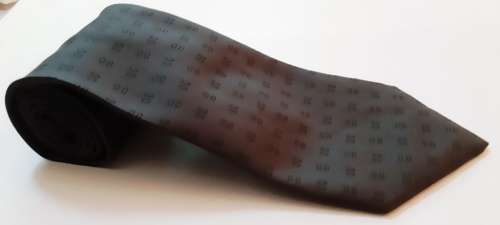 DARK GREY-CHARCOAL WITH EMBOSSED MOTIF PATTERN MENS FORMAL TIE