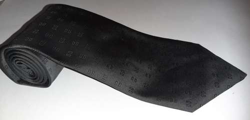 DARK GREY-CHARCOAL WITH EMBOSSED MOTIF PATTERN MENS FORMAL TIE
