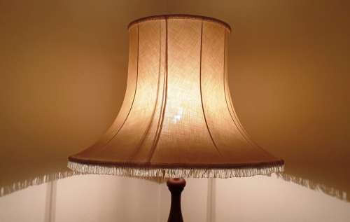Vintage Mahogany Wood Floor Standing Lamp with White Shade