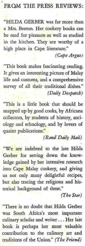 Traditional Cookery of the Cape Malays [Hardcover & Sleeve] ~ Hilda Gerber