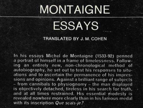 ESSAYS [PAPERBACK] ~ MICHEL DE MONTAIGNE (Translation: J.M. Cohen)