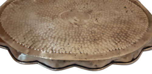 BRASS TRAY ~ BEATEN & PIE-CRUST, WAVY RIM