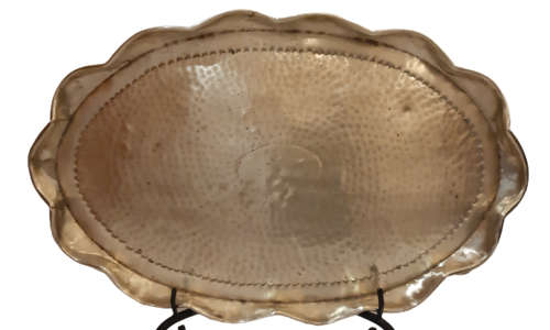 BRASS TRAY ~ BEATEN & PIE-CRUST, WAVY RIM