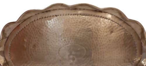 BRASS TRAY ~ BEATEN & PIE-CRUST, WAVY RIM
