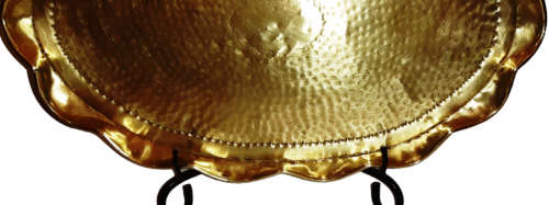 BRASS TRAY ~ BEATEN & PIE-CRUST, WAVY RIM