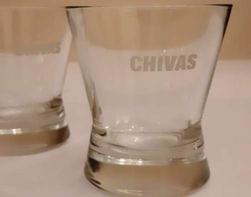 TWO CHIVAS REGAL WHISKY GLASSES ~ FROM A VARIETY GLASS COLLECTION