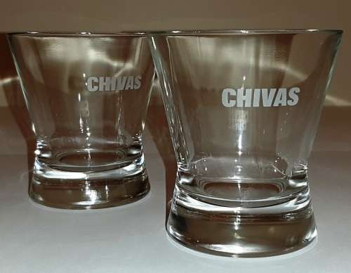 TWO CHIVAS REGAL WHISKY GLASSES ~ FROM A VARIETY GLASS COLLECTION