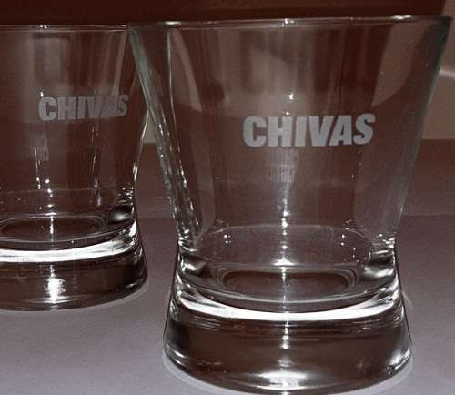 TWO CHIVAS REGAL WHISKY GLASSES ~ FROM A VARIETY GLASS COLLECTION