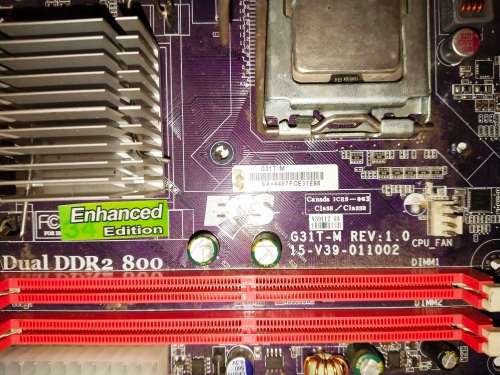 PC MOTHERBOARD FOR DESKTOP - ELITEGROUP ECS G31T-M REV: 1.0 15-V39-011002 DUAL DDR2 800 [ENHANCED ED