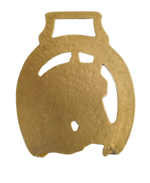 BRASS HORSE SHOE WITH STALLION