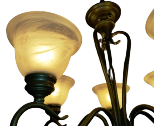 5 ARM CHANDELIER WITH ALABASTER GLASS SHADES