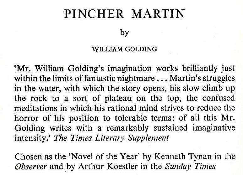 PINCHER MARTIN [PAPERBACK] ~ WILLIAM GOLDING
