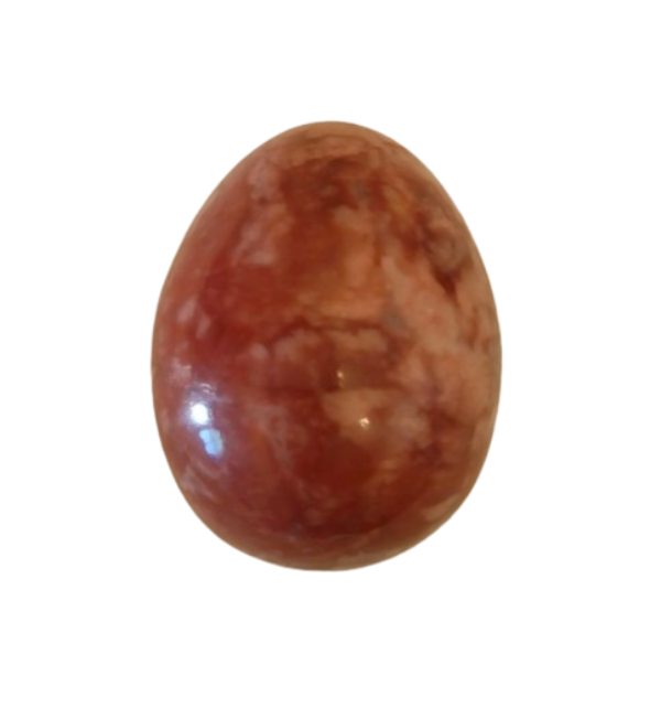 CARNELIAN FLOWER ROSE CALCITE AGATE STONE EGG ON STAND