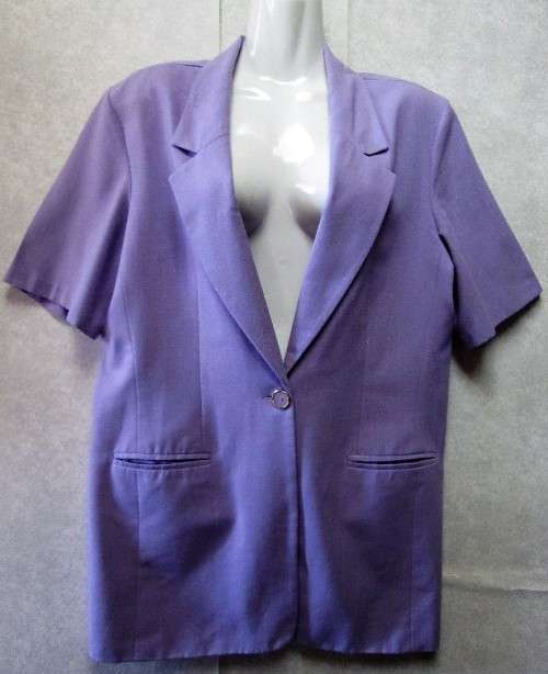 Lilac Polyester/Rayon Short Sleeve Jacket - Size 38 (Chest 100cm)