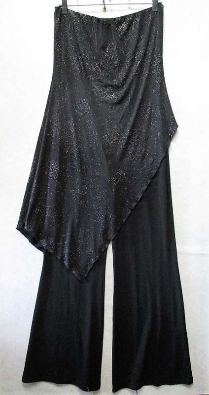 Strapless Black Evening Pants One Piece, Glitter Detail - Size 36 *Quality Brand