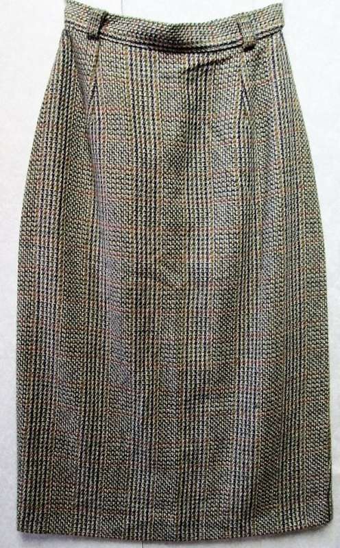 Vintage Houndstooth Acrylic/Wool/Polyester Lined Pencil Skirt- Size 32(Waist 60cm, Hip 87cm) Quality