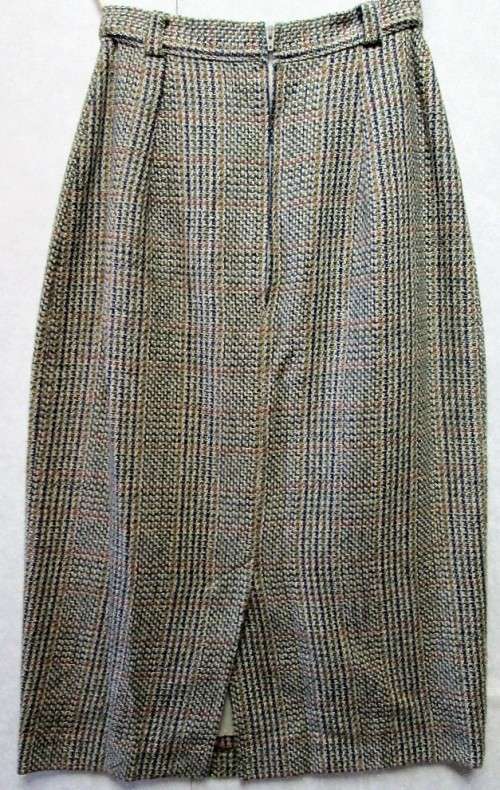 Vintage Houndstooth Acrylic/Wool/Polyester Lined Pencil Skirt- Size 32(Waist 60cm, Hip 87cm) Quality