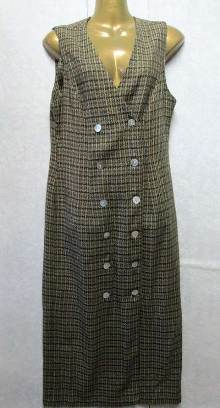 c1990's Houndstooth Patterned Dress - Size 32