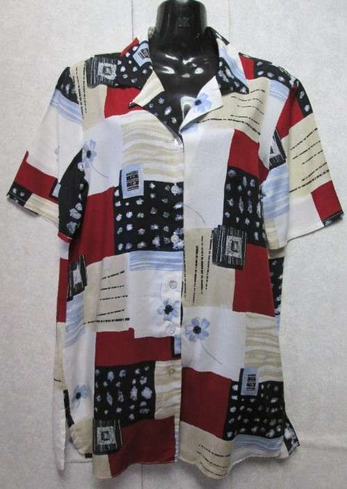 Vintage Patterned Viscose Ladies Shirt - Size 36 (New + Tag)