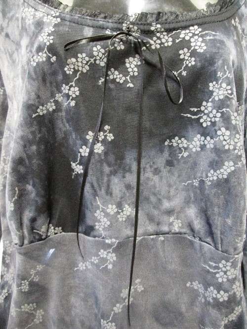 Vintage Patterned Grey Stretch Polyester Top - Size XL
