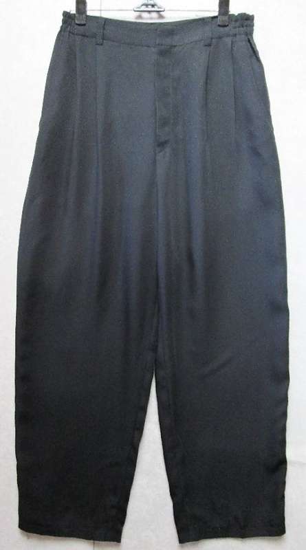 Vintage Black High-Waisted Polyester Pants - Waist 70-76cm; Hip 99cm