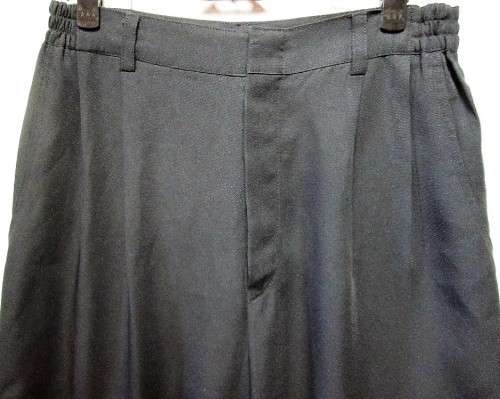 Vintage Black High-Waisted Polyester Pants - Waist 70-76cm; Hip 99cm