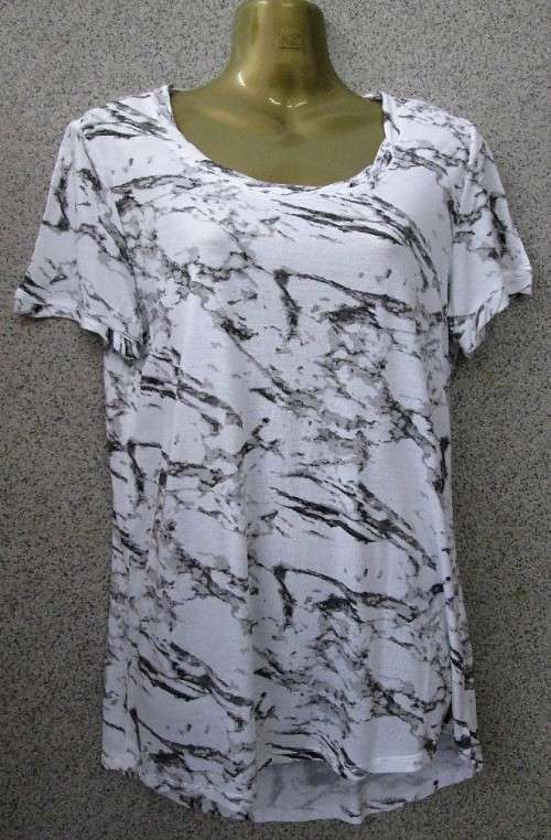 Old Khaki 100% Viscose White & Grey T-Shirt, Longer In The Back - Size S *Quality Brand