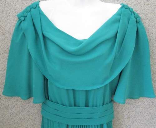 Vintage Green Polyester Dress - Size 36 (Chest 92cm)