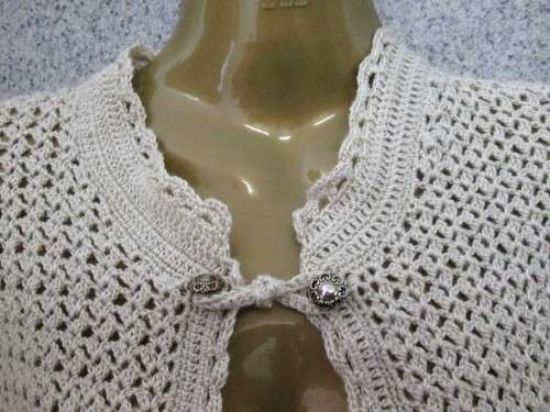 Vintage Beige Crochet Jersey - Size 36/38