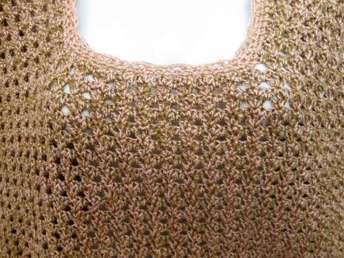 Vintage Peach/Brown Crochet Top - Size 36/38
