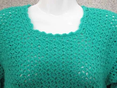 Vintage Green Crochet Jersey - Size 34/36