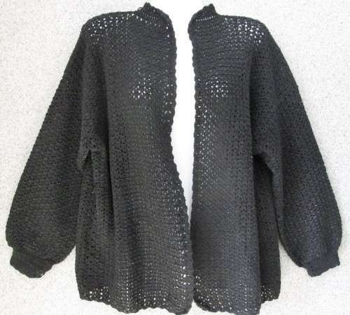 Vintage Black Crochet Jersey - Size 36/38