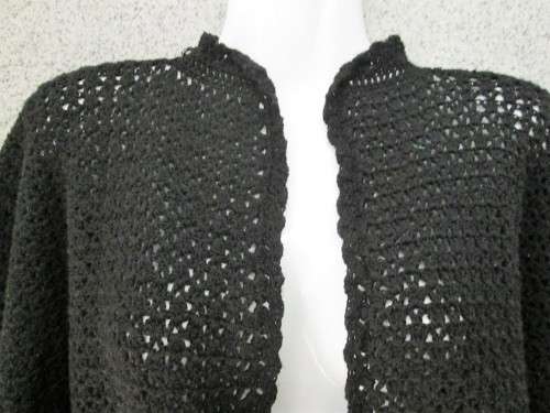 Vintage Black Crochet Jersey - Size 36/38