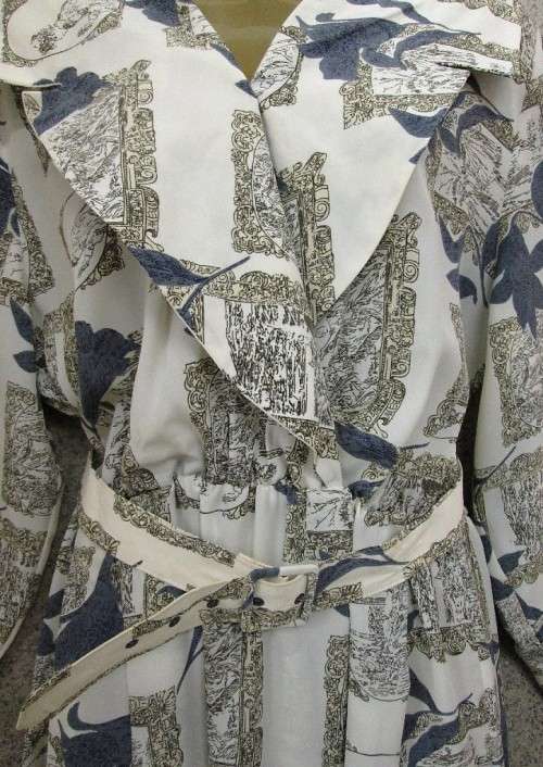 Vintage Patterned Silky Feel Polyester Dress - Size 34