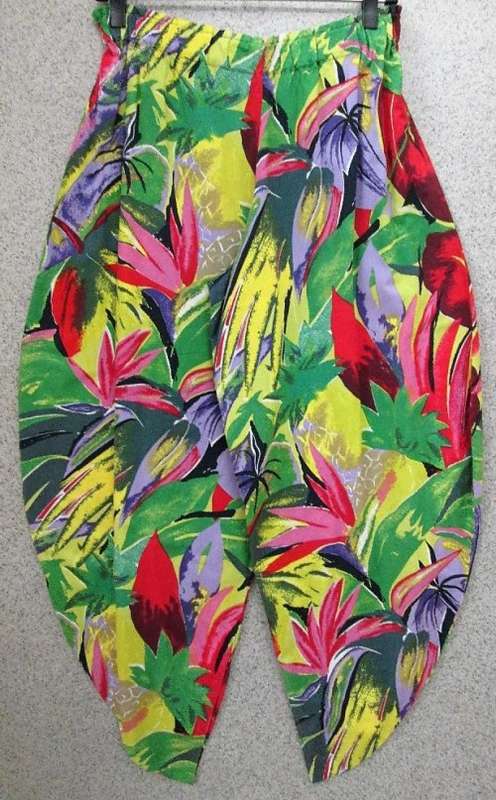 Vintage Multi-Coloured Cotton Pants - Waist 68cm-90cm