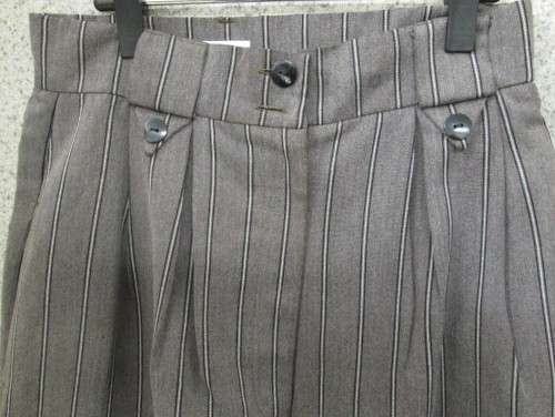 Vintage c1980's High Waisted Taupe Stripy Pants, A Little Faded - Size 34 (Waist 60cm; Hip 87cm)