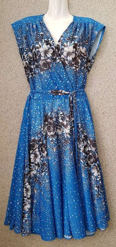 Vintage Polyester Patterned Dress - Size 34