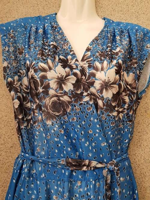 Vintage Polyester Patterned Dress - Size 34