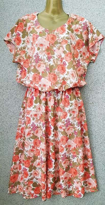 Vintage Polyester Patterned Dress - Size 36 (Chest 92cm)