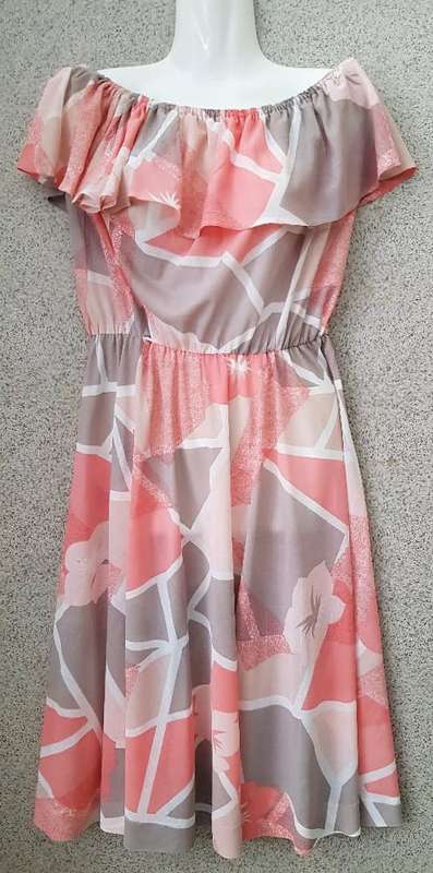 Vintage Polyester Patterned Dress - Size 36