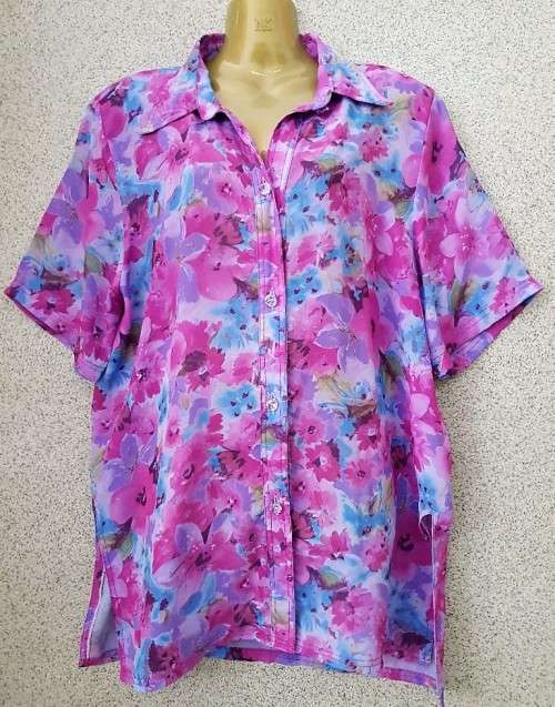 Vintage Polyester Patterned Shirt - Size 40/42 (Chest 107cm)