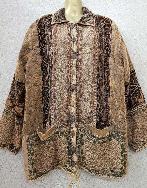 Stunning Gold Coloured WARM Beautifully Embroidered Jacket - Free Size