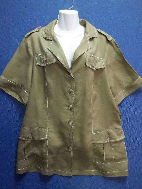 100% Ramie Khaki Shirt - Size 44