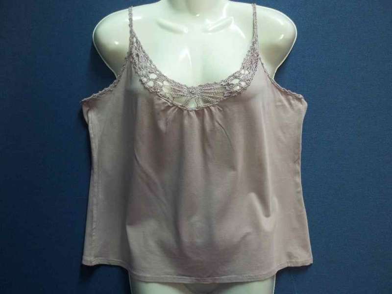 Dusty Pink Strappy T-Shirt With Lace Detail (95% Viscose/5% Spandex) - Size XL * Quality Brand