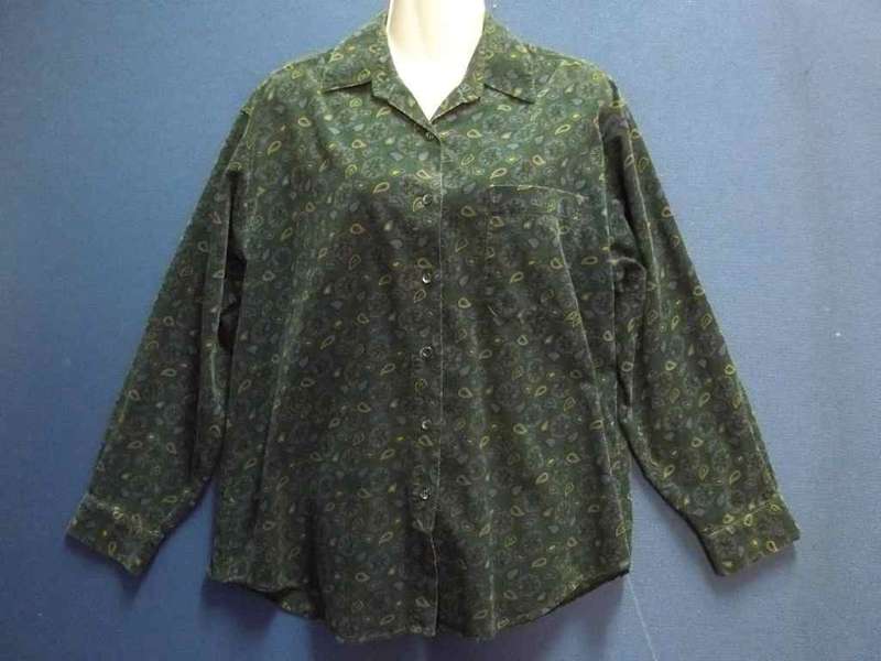 Dark Green Paisley Print Corduroy "Gap" Shirt - Size M * Quality Brand