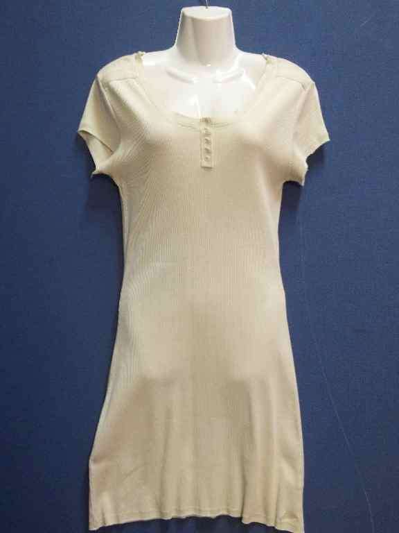 Stone Long Length Ribbed T-Shirt - Size 30 (Chest 78cm)