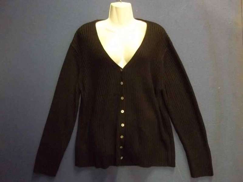Button Up Black Rib Knit Jersey - Size 2XL
